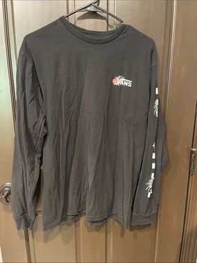 Vans Black Long-Sleeve Tee with Tropical Logo
